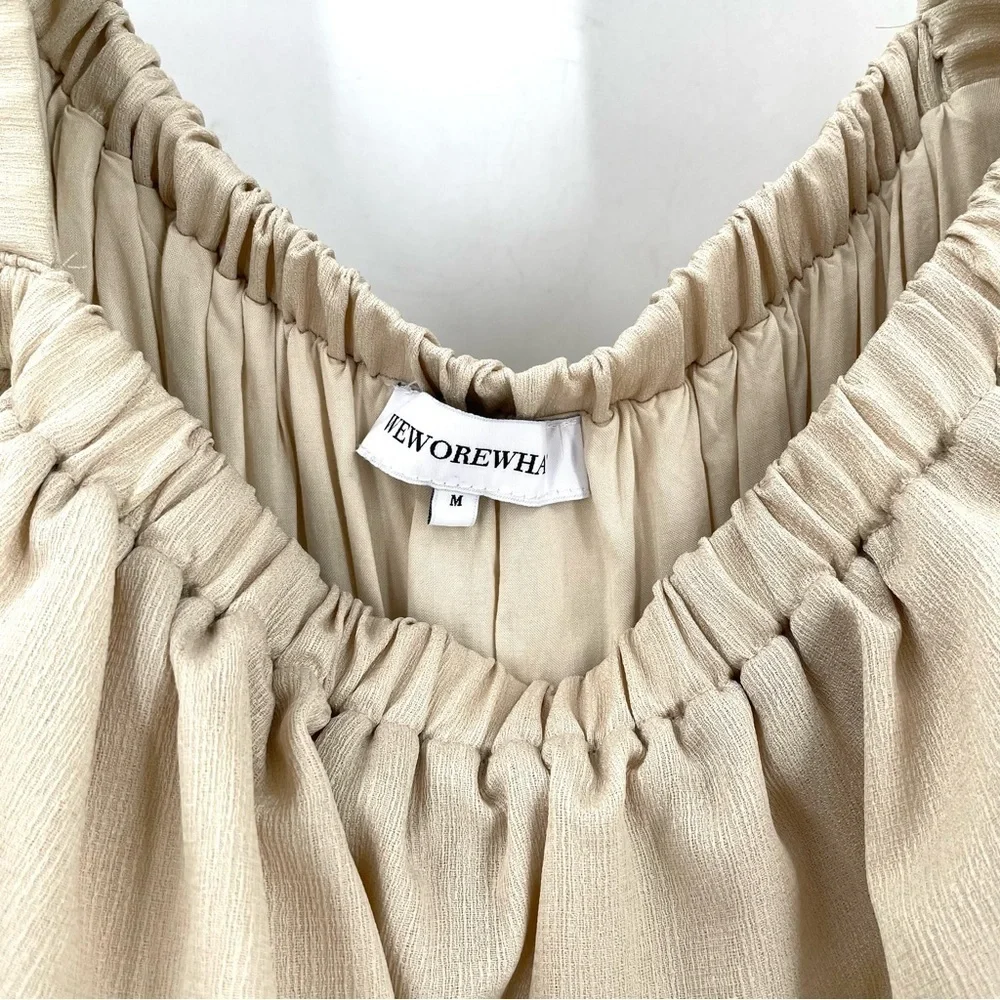 WEWOREWHAT Tiered Long Sleeve Square Neck Mini Dress